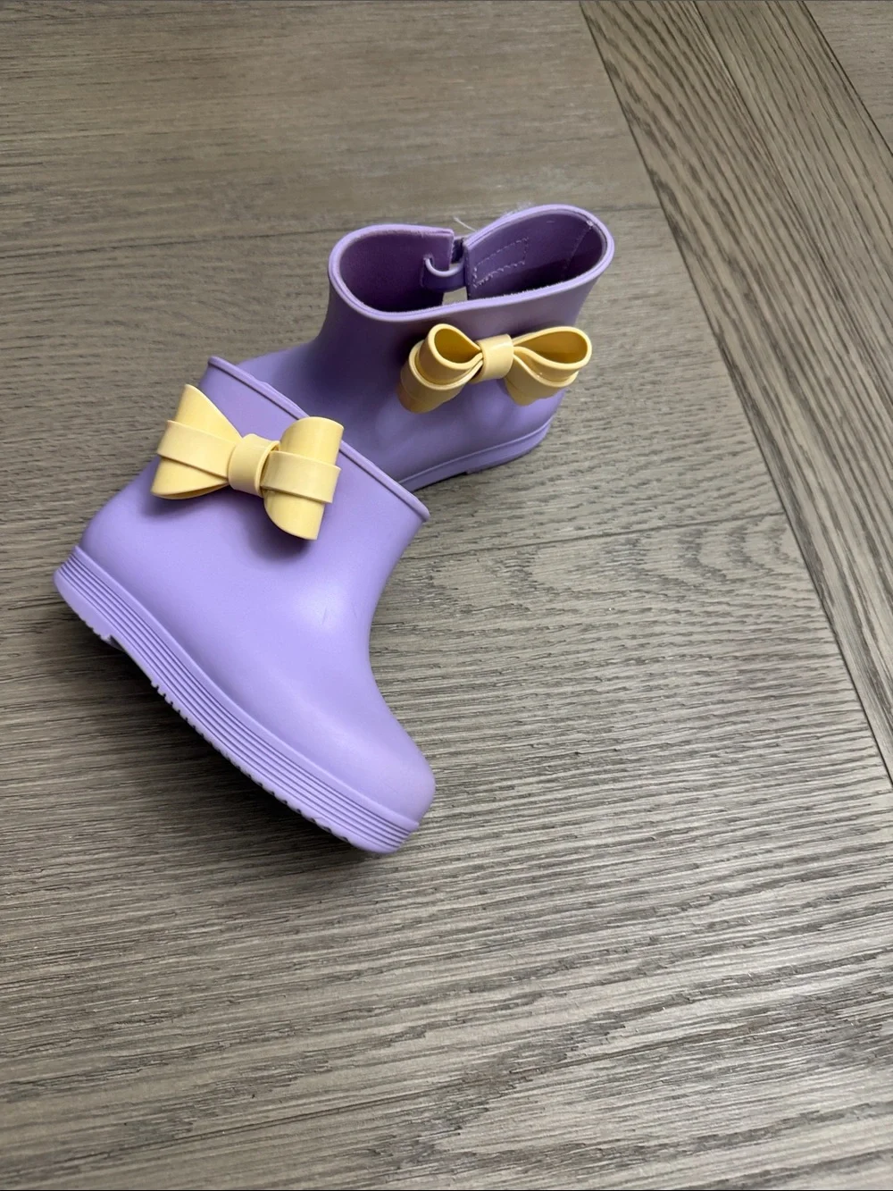 Mini Melissa Purple Rain Boots with Yellow Bows